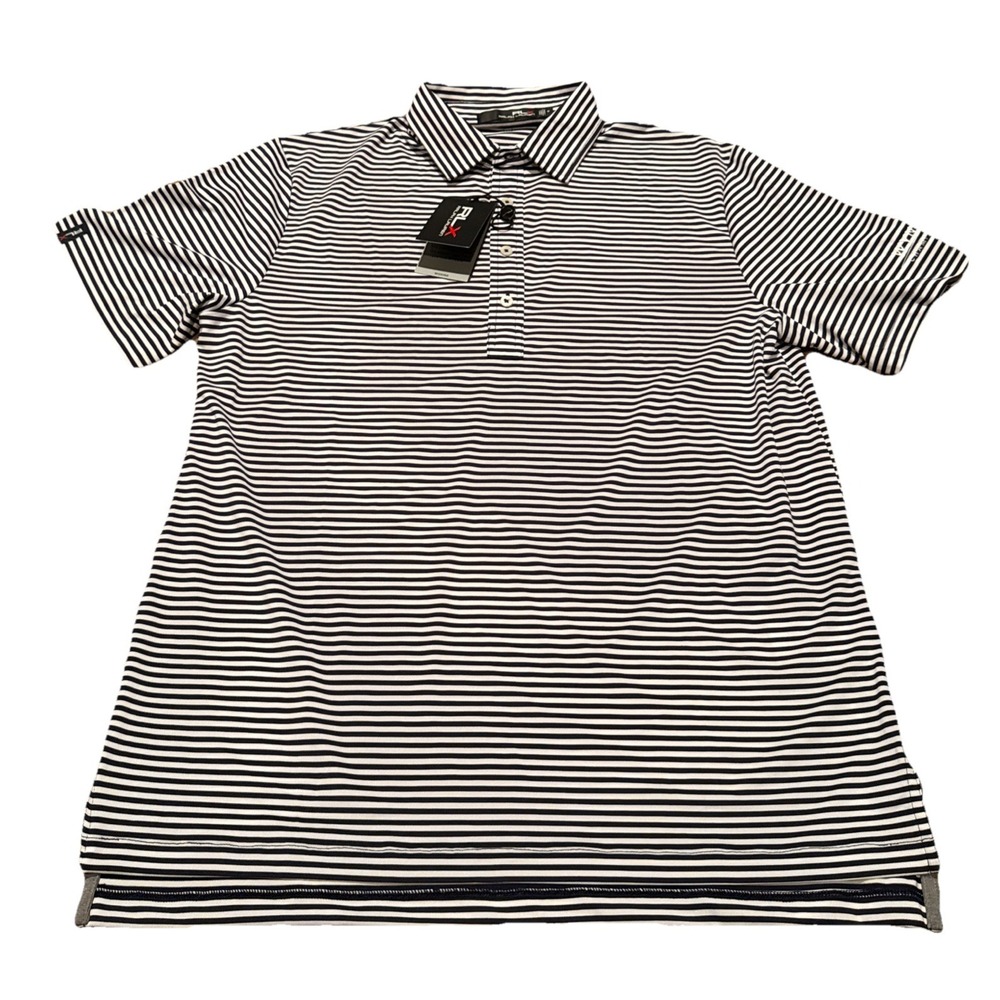RLX Ralph Lauren Polo Wyndham Golf Shirt Blue Striped  - Medium